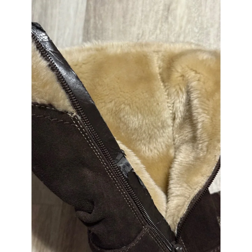 St Johns Bay Womens Brown Suede Faux Fur Lined‎ Winter Boots Size 7.5M 024-8913